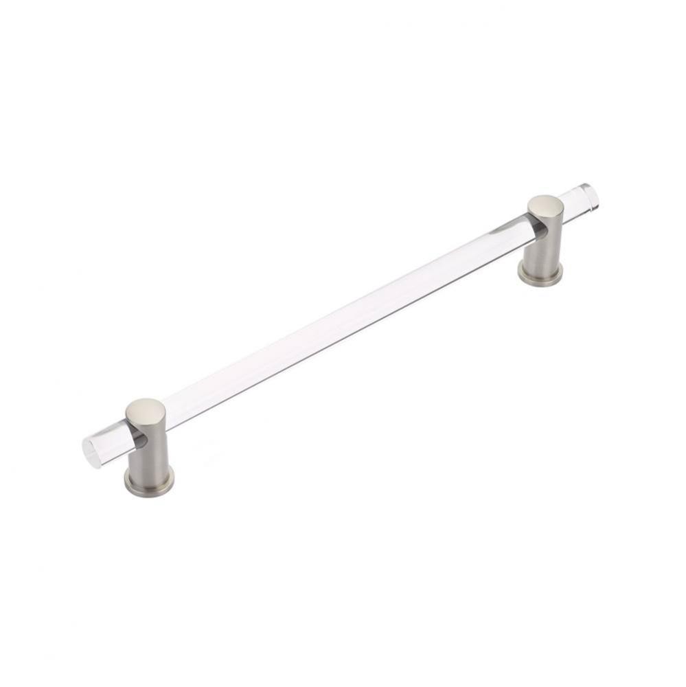 Concealed Surface, Appliance Pull, NON-Adjustable Clear Acrylic, Satin Nickel. 12&apos;&apos; cc