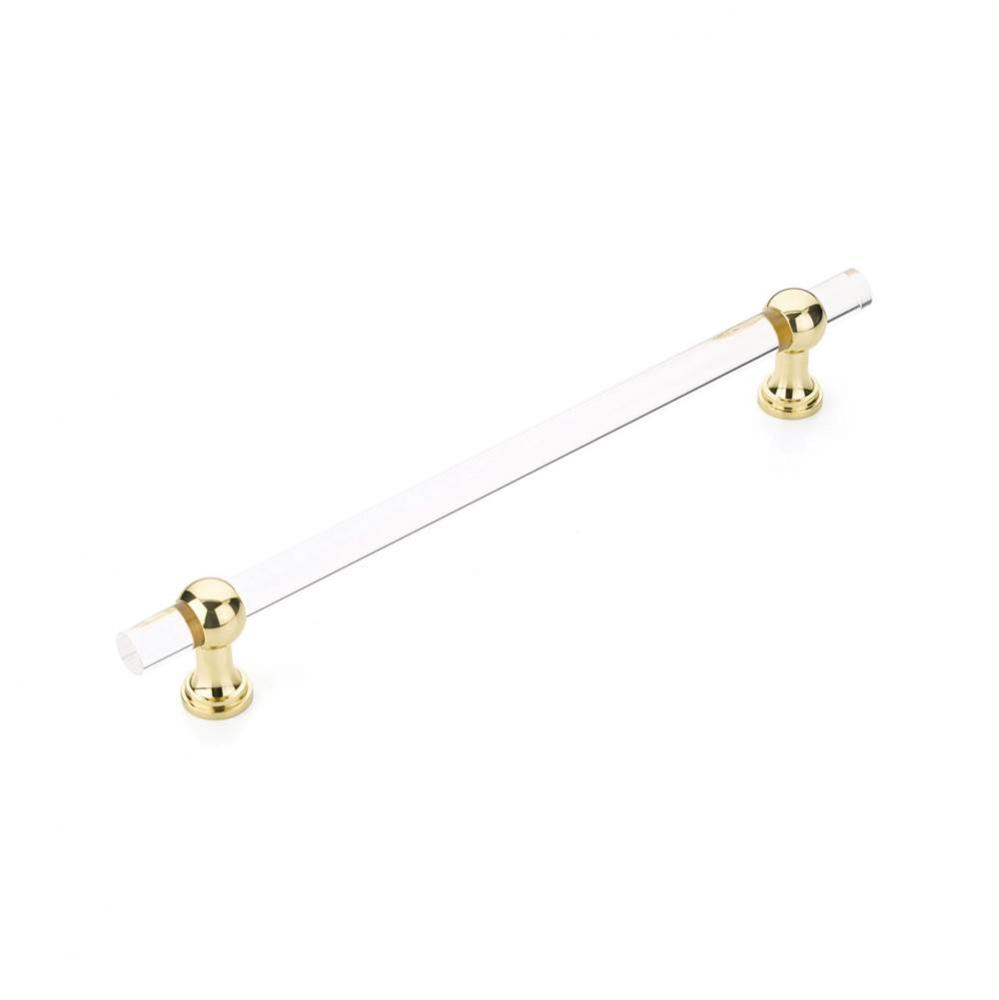 Back to Back, Appliance Pull, NON-Adjustable Clear Acrylic, Polished Brass, 12&apos;&apos; cc