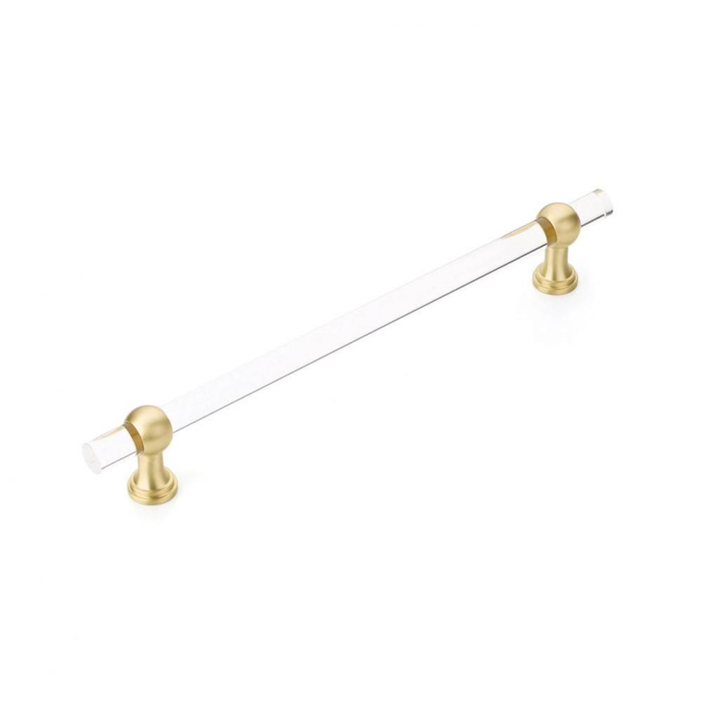 Back to Back, Appliance Pull, NON-Adjustable Clear Acrylic, Satin Brass, 12&apos;&apos; cc