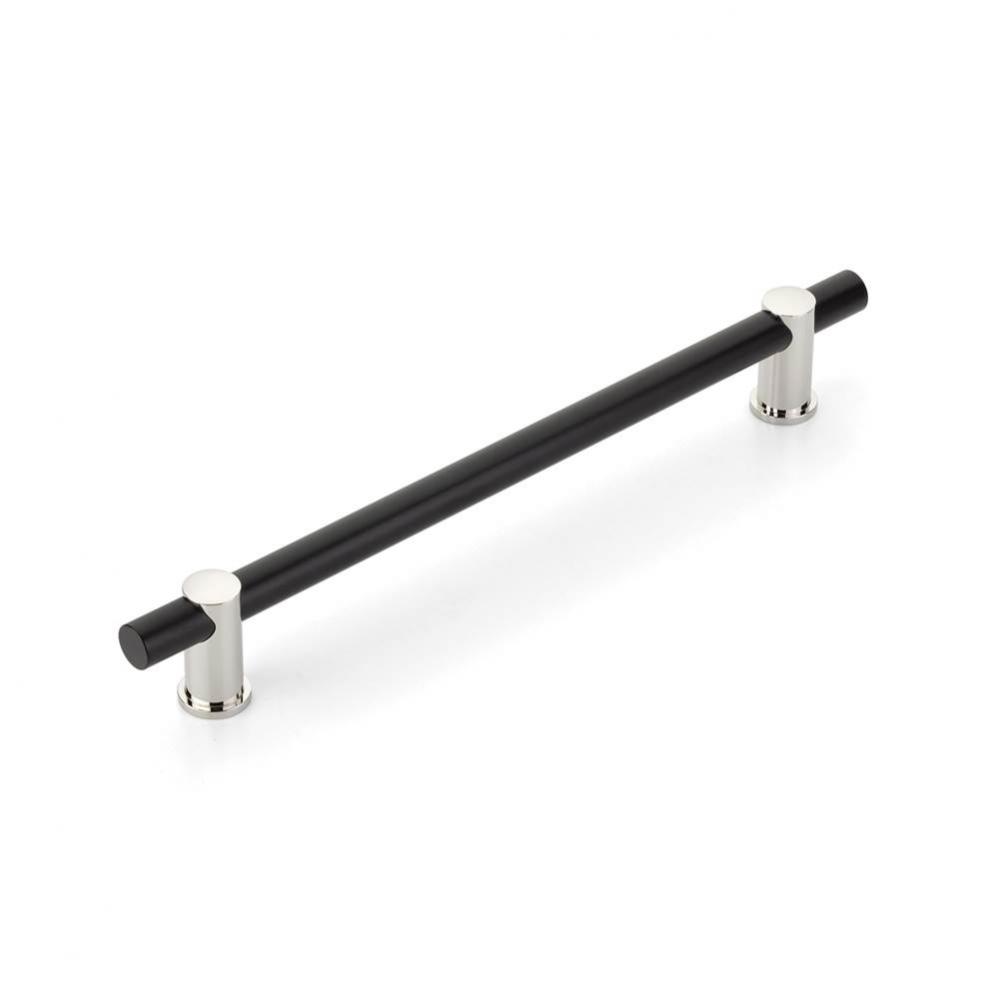 Fonce Appliance Pull, 12&apos;&apos; cc, with Matte Black bar and Polished Nickel stems