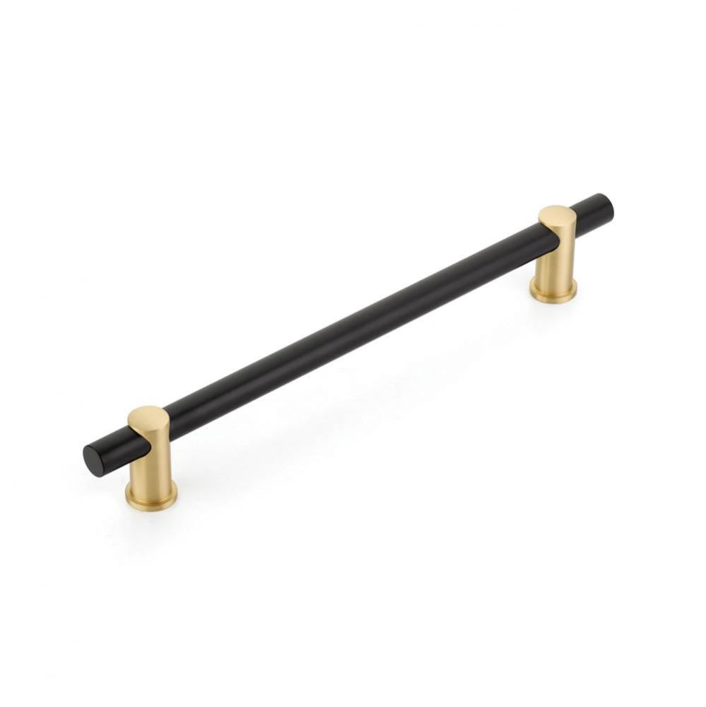 Concealed Surface, Appliance Pull, NON-Adjustable, Matte Black bar/Satin Brass stems, 12&apos;&apo