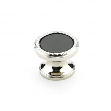 Schaub and Company 20-PN-CB - Knob, Round, Polished Nickel, Classic Black Glass, 1-1/4'' dia