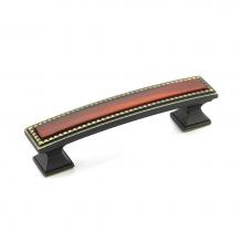 Schaub and Company 22-ABZ-SC - Pull, Ancient Bronze, Scarlet Glass, 4'' cc