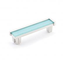 Schaub and Company 27-PN-TQ - Pull, Polished Nickel, Turquoise Glass, 4'' cc