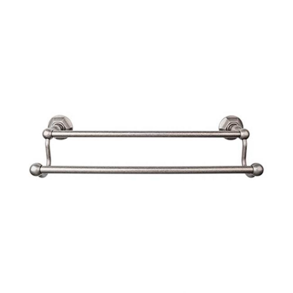 Edwardian Bath Towel Bar 30 Inch Double - Hex Backplate Antique Pewter