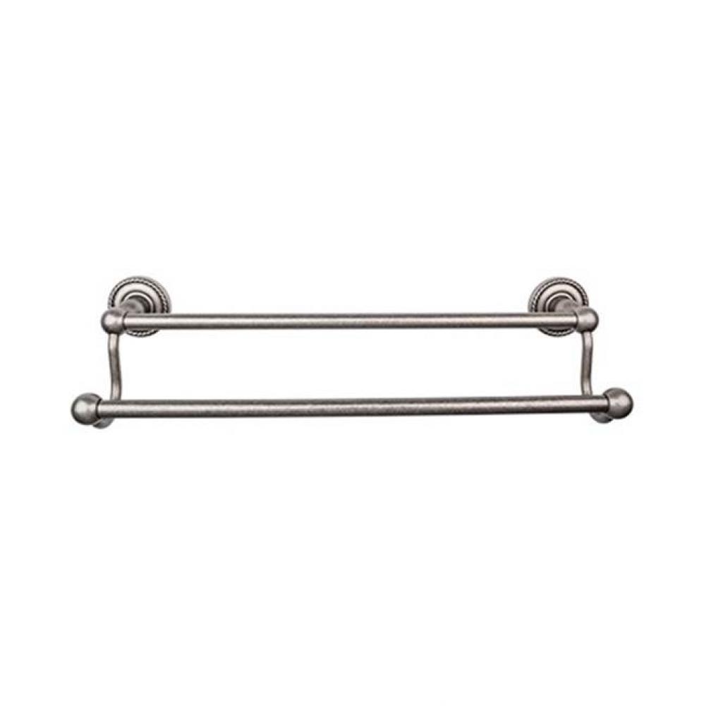 Edwardian Bath Towel Bar 30 In. Double - Rope Backplate Antique Pewter