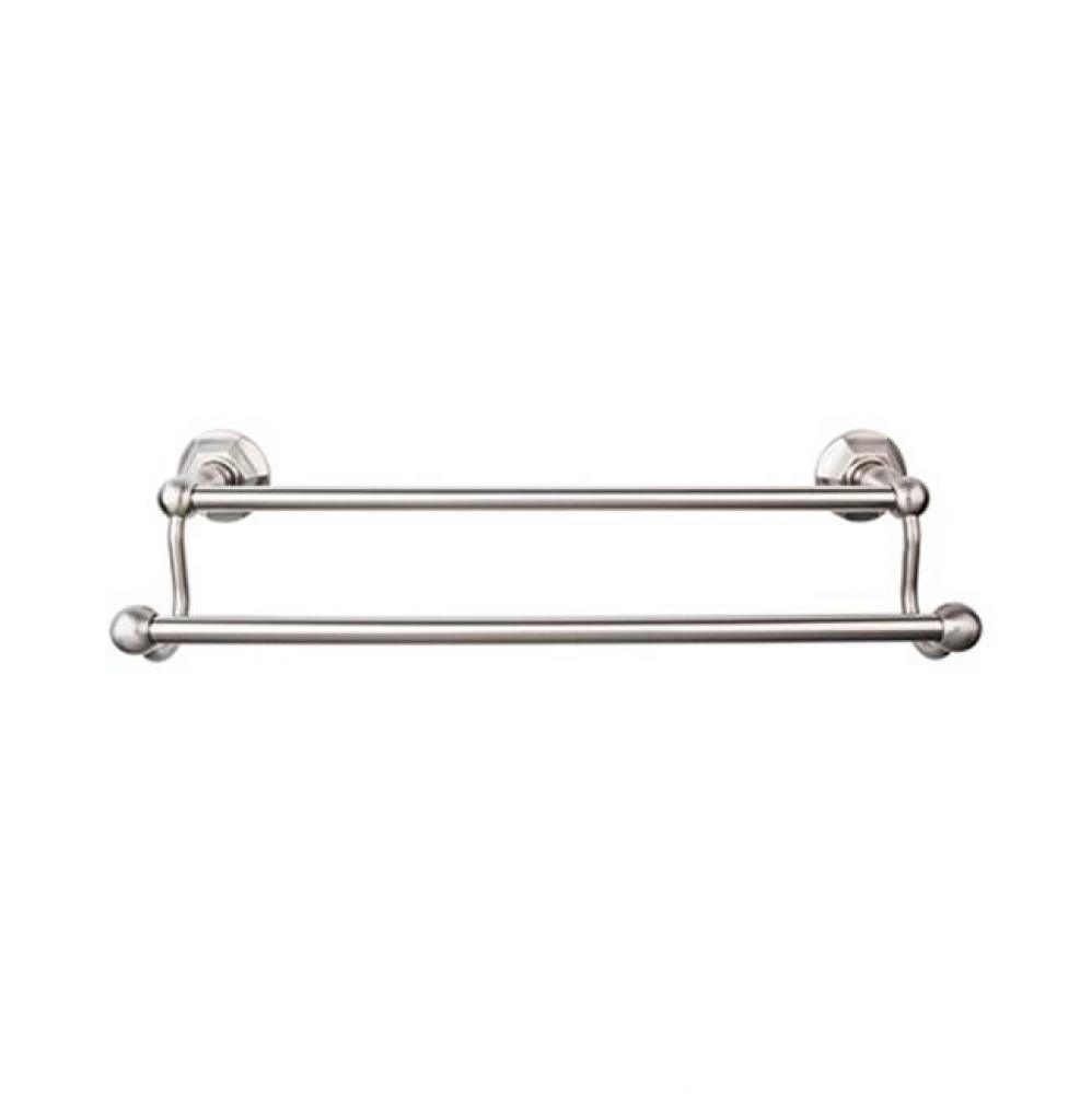 Edwardian Bath Towel Bar 30 Inch Double - Hex Backplate Brushed Satin Nickel