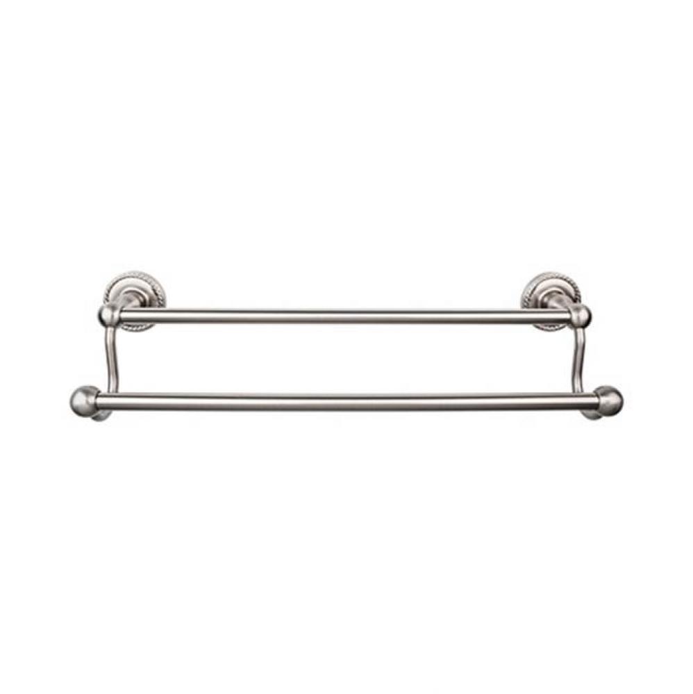 Edwardian Bath Towel Bar 30 In. Double - Rope Backplate Brushed Satin Nickel