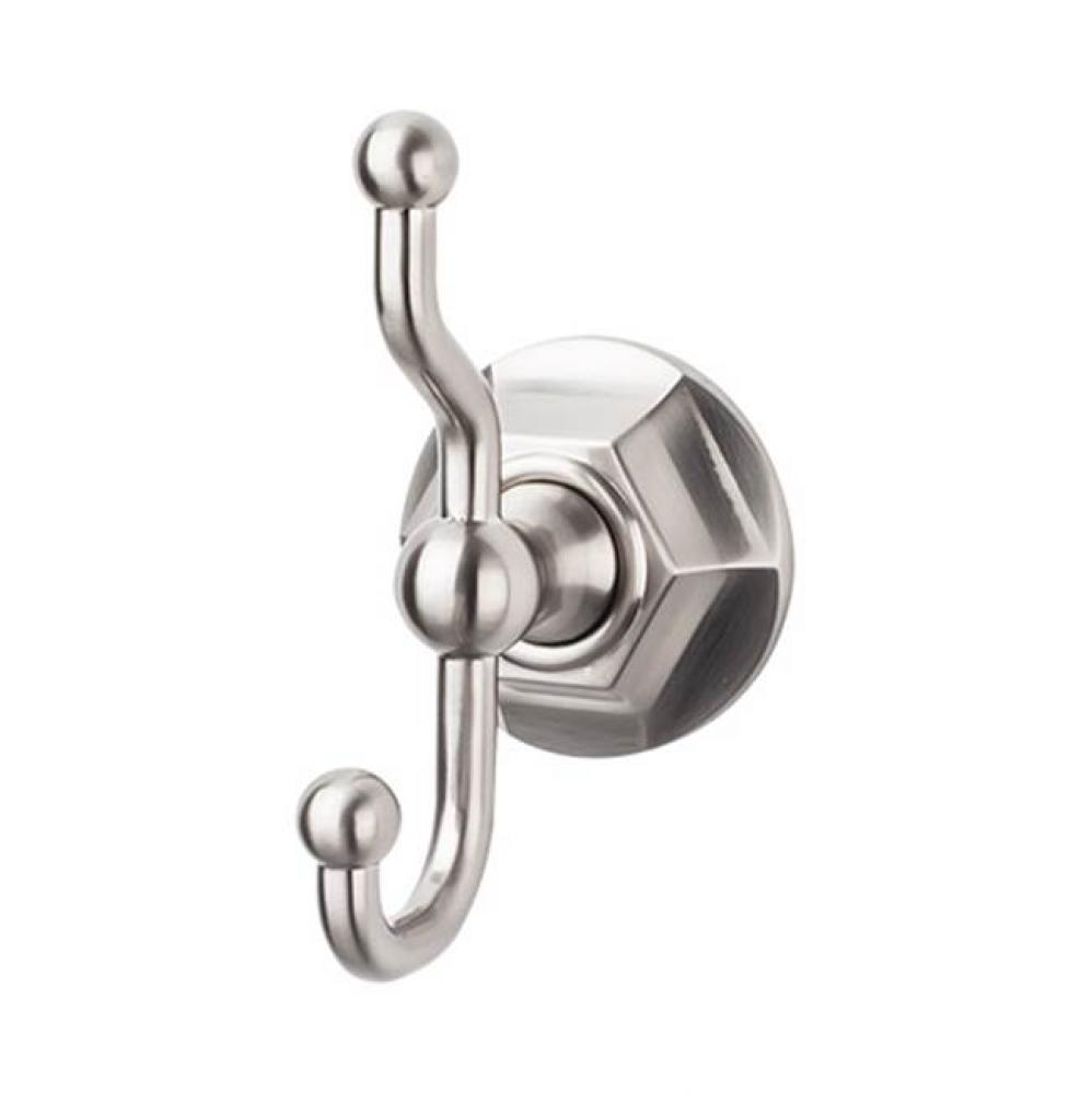 Edwardian Bath Double Hook Hex Backplate Brushed Satin Nickel