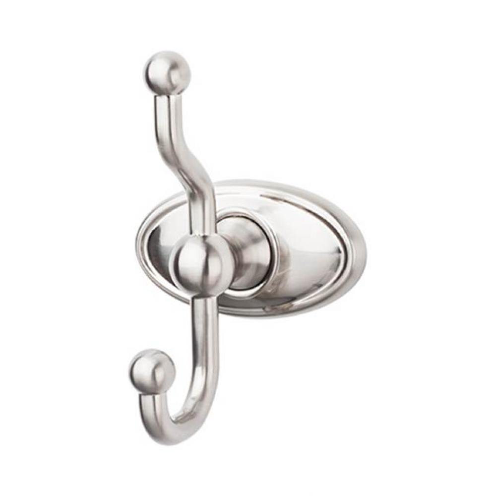 Edwardian Bath Double Hook Oval Backplate Brushed Satin Nickel