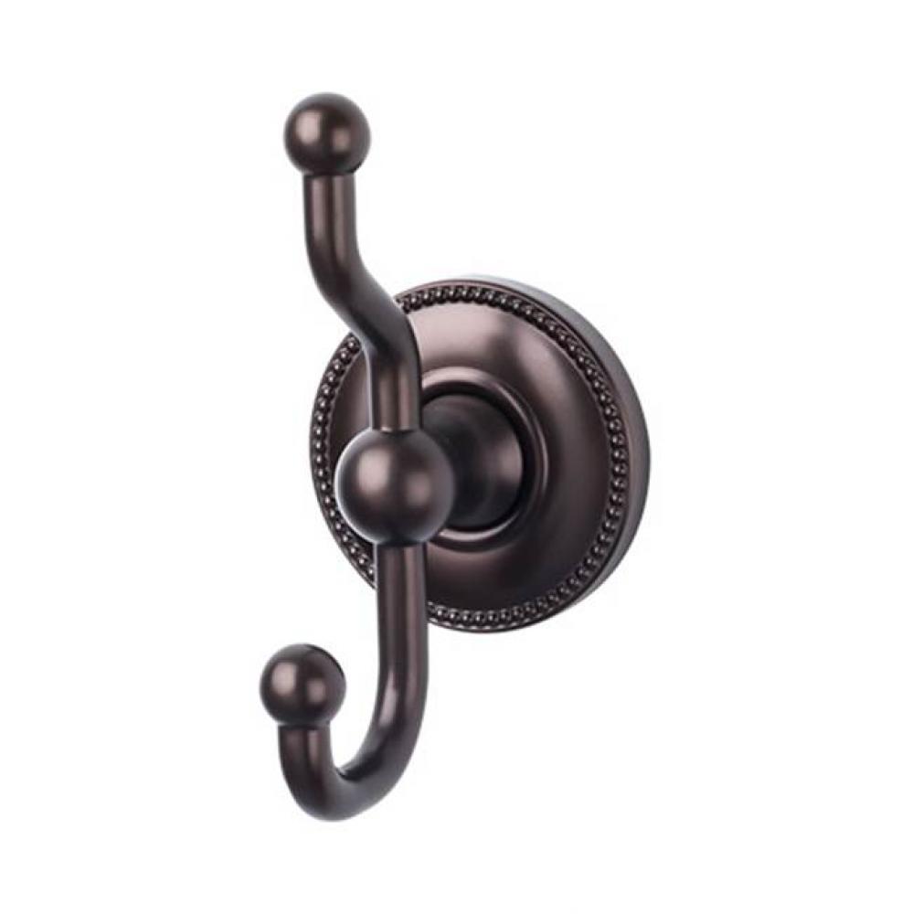 Edwardian Bath Double Hook Beaded Backplate Oil Rubbed Bronze