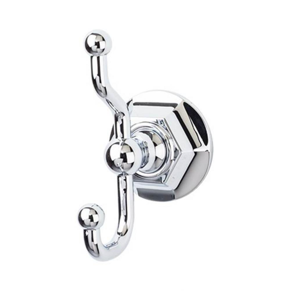 Edwardian Bath Double Hook Hex Backplate Polished Chrome