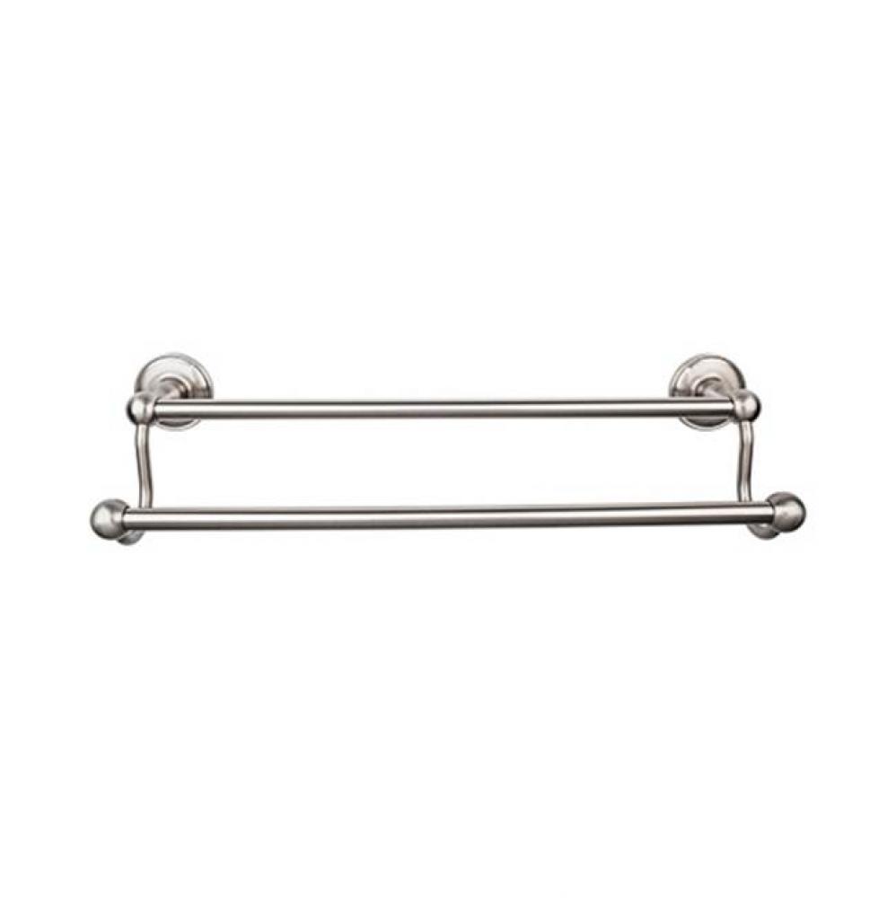 Edwardian Bath Towel Bar 18 Inch Double - Plain Bplate Brushed Satin Nickel