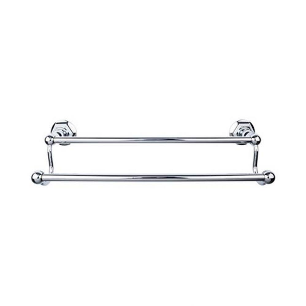 Edwardian Bath Towel Bar 18 Inch Double - Hex Backplate Polished Chrome