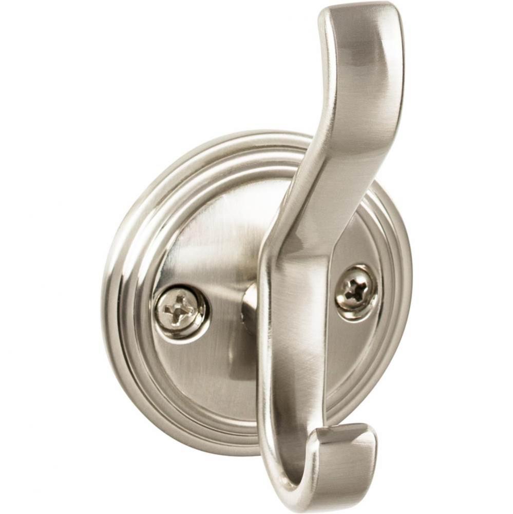 Reeded Hook 3 1/8 Inch Brushed Satin Nickel