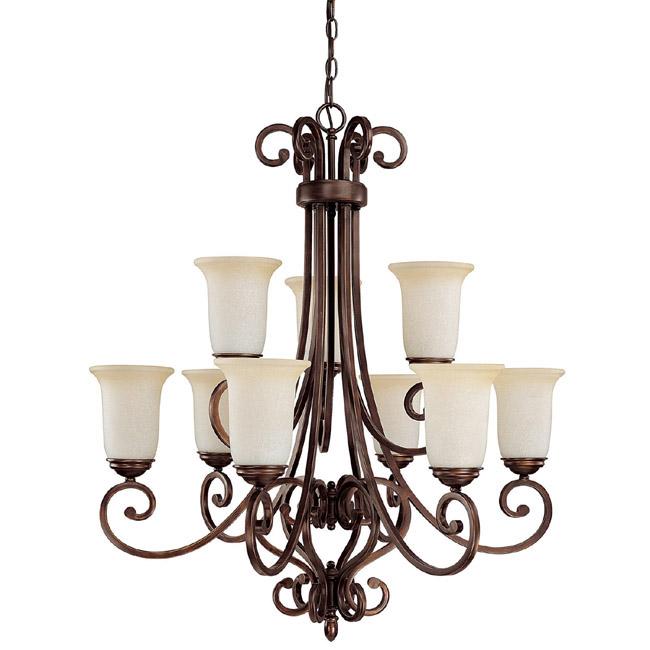 Nine Light Burnished Bronze Up Chandelier