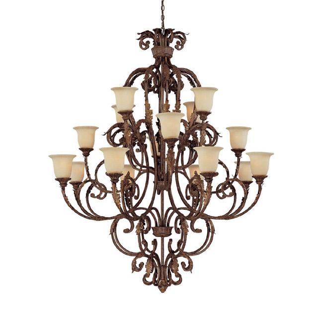 Sixteen Light Gilded Umber Up Chandelier