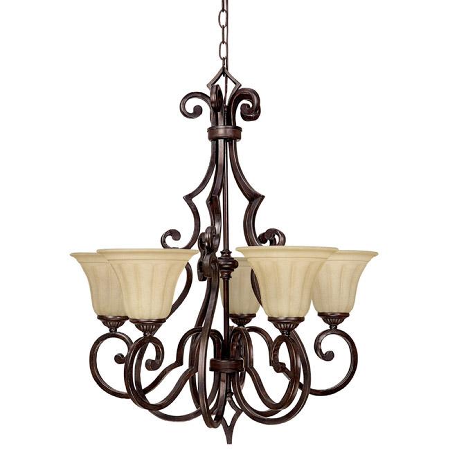 Five Light Medium Bronze Up Chandelier