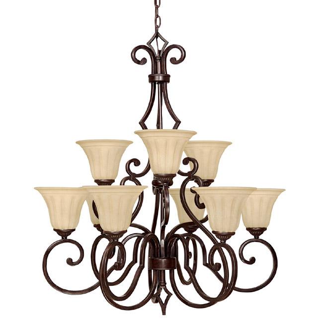 Nine Light Medium Bronze Up Chandelier