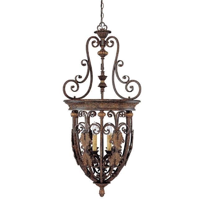 Six Light Gilded Umber Foyer Hall Pendant