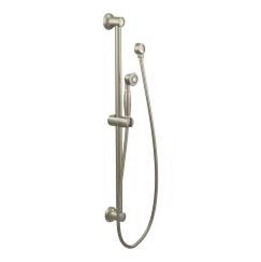 Brushed nickel eco-performance handshower