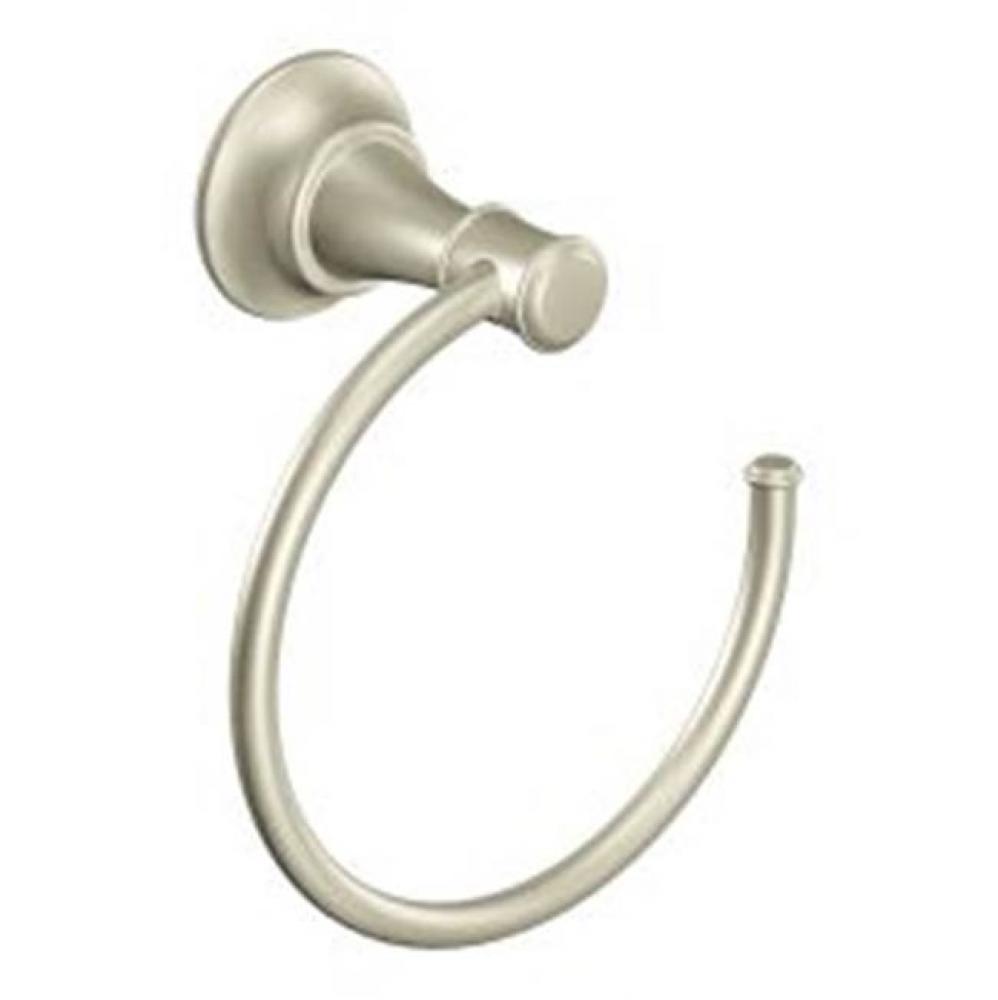 Brushed nickel towel ring