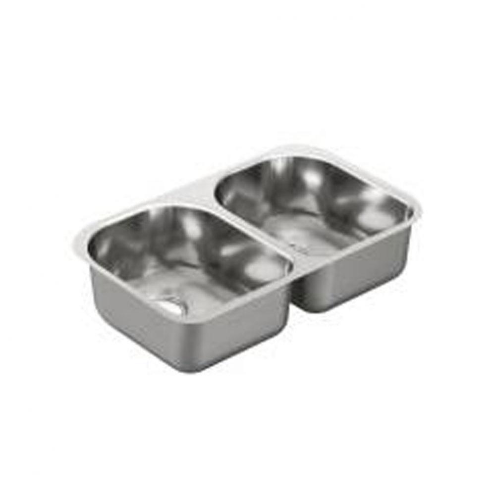 29-1/4&apos;&apos;x18-1/2&apos;&apos; stainless steel 18 gauge double bowl sink