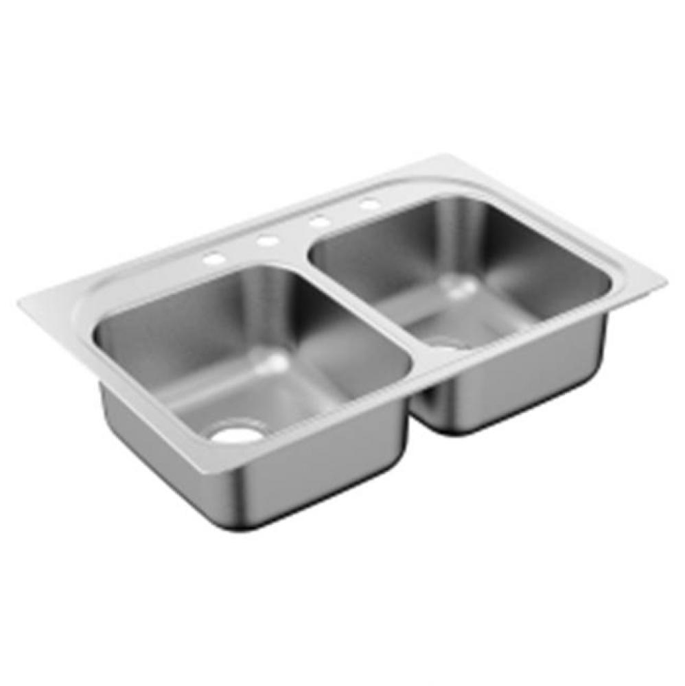 33&apos;&apos;x22&apos;&apos; stainless steel 20 gauge double bowl drop in sink