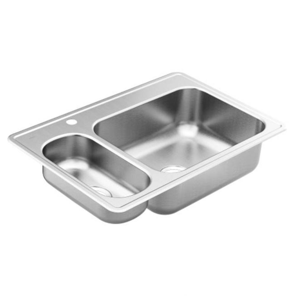 33&apos;&apos;x22&apos;&apos; stainless steel 20 gauge double bowl drop in sink