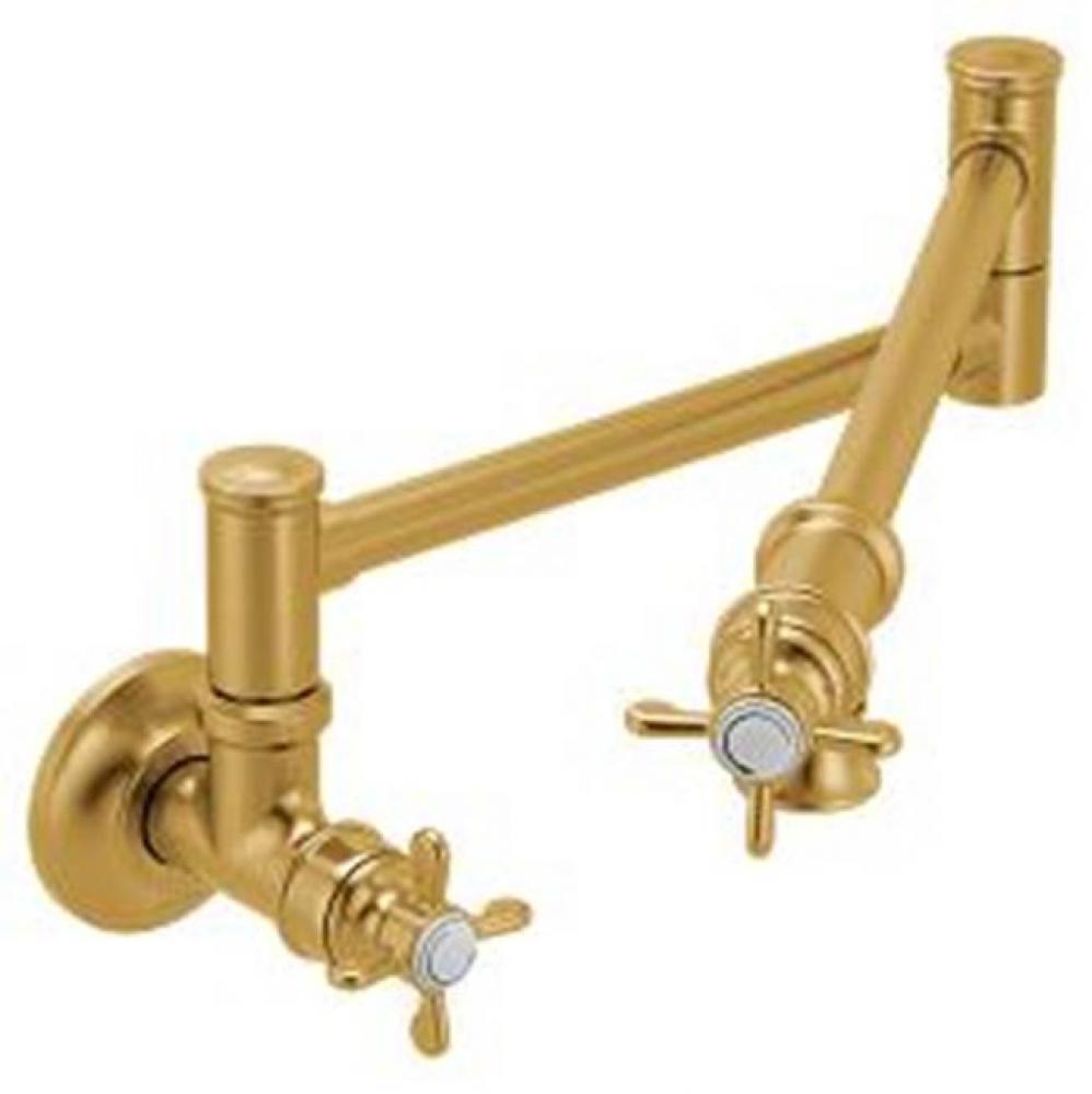 Brushed gold two-handle kitchen faucet