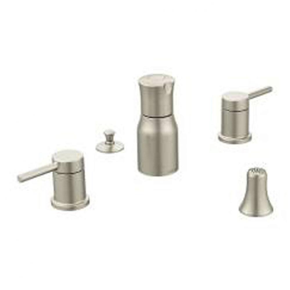 Brushed nickel two-handle bidet faucet