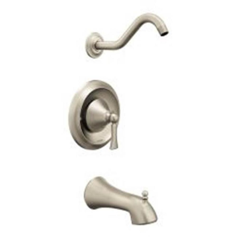 Brushed nickel Moentrol tub/shower