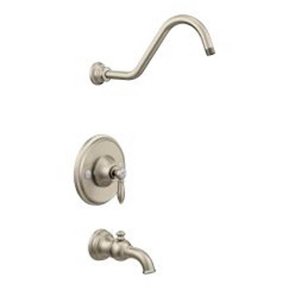 Brushed nickel Moentrol tub/shower