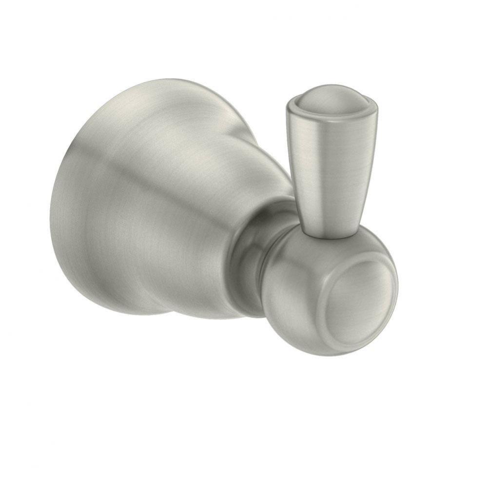 Brushed nickel robe hook