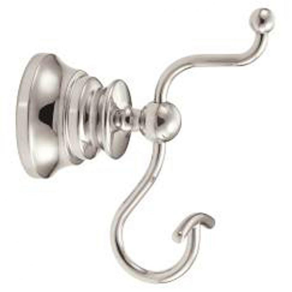 Polished nickel double robe hook