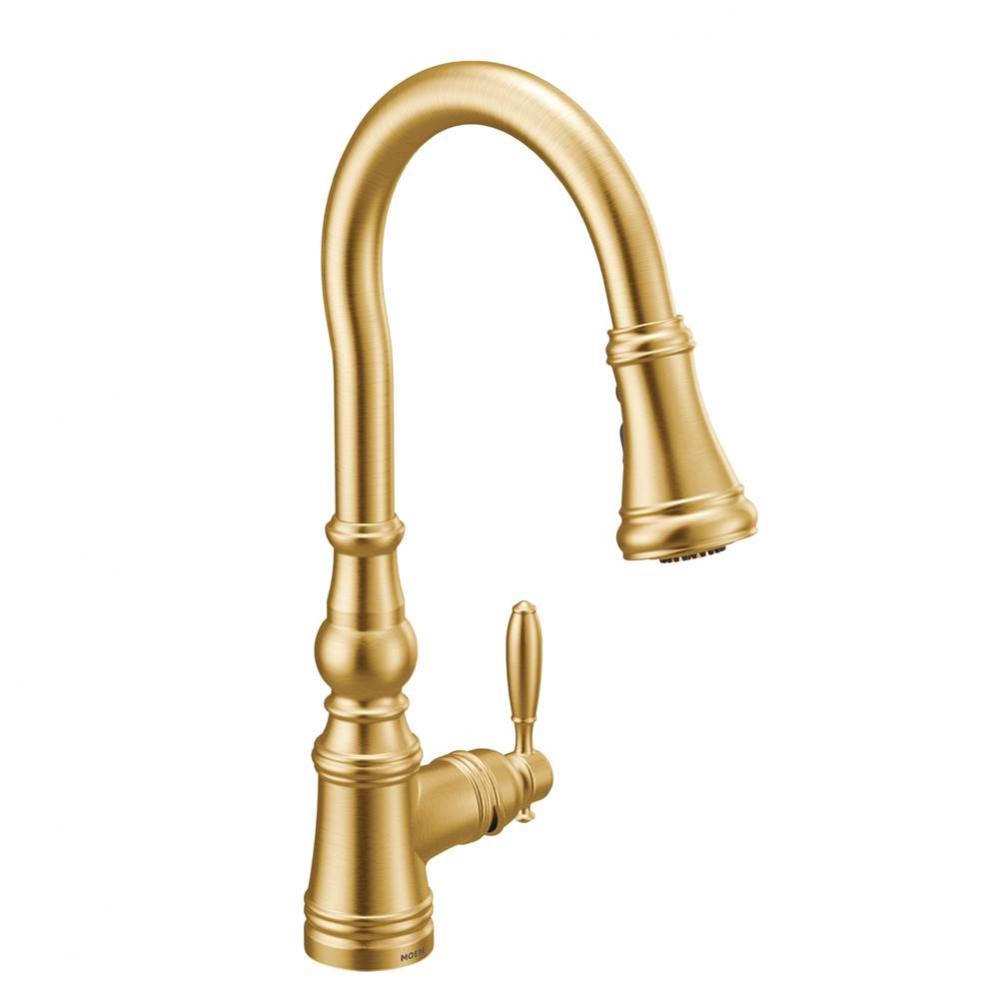 Weymouth Shepherd&apos;&apos;s Hook Pulldown Kitchen Faucet Featuring Metal Wand with Power Boost,