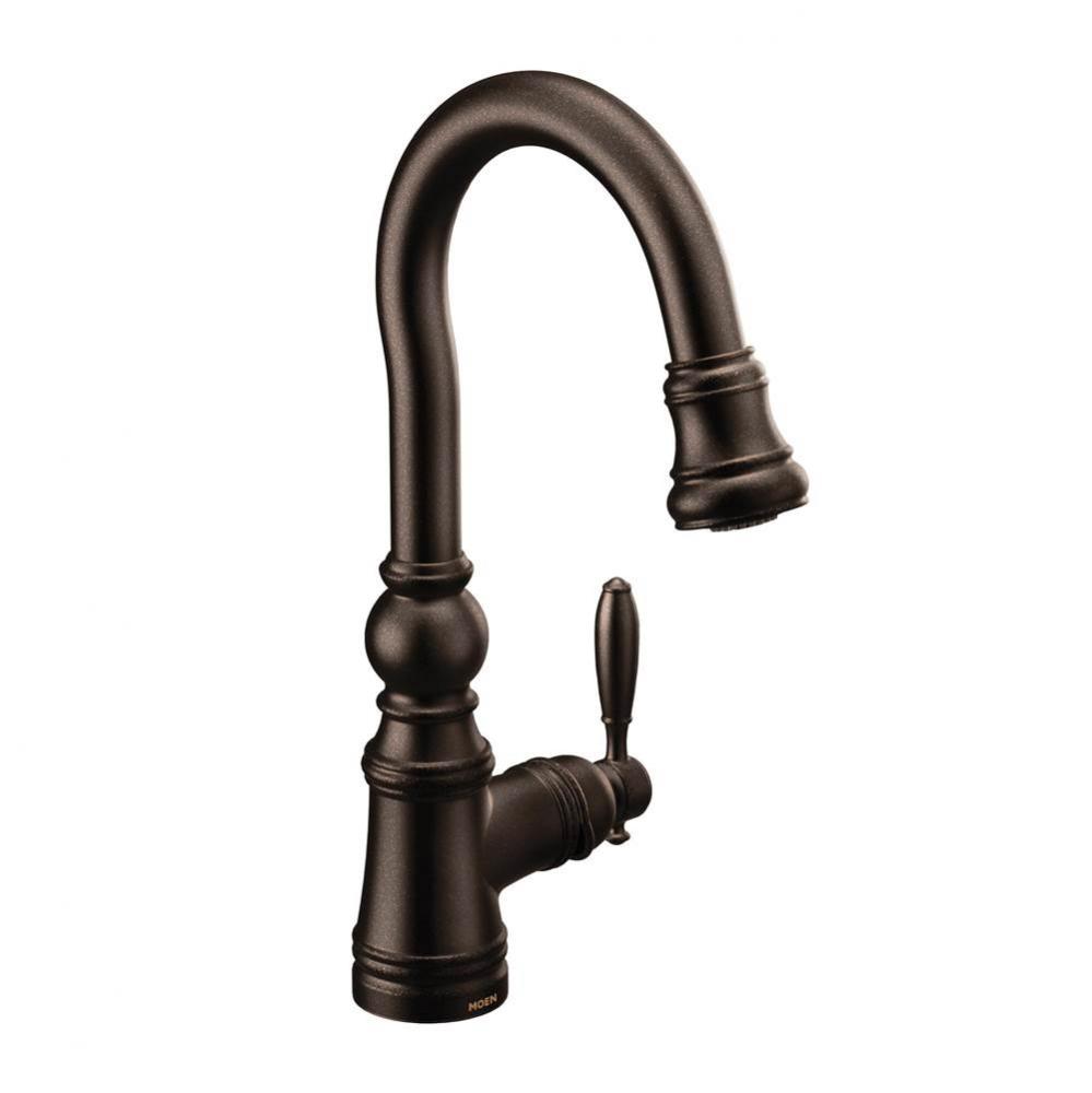 Weymouth Shepherd&apos;&apos;s Hook Pulldown Kitchen Bar Faucet Featuring Metal Wand with Power Cl