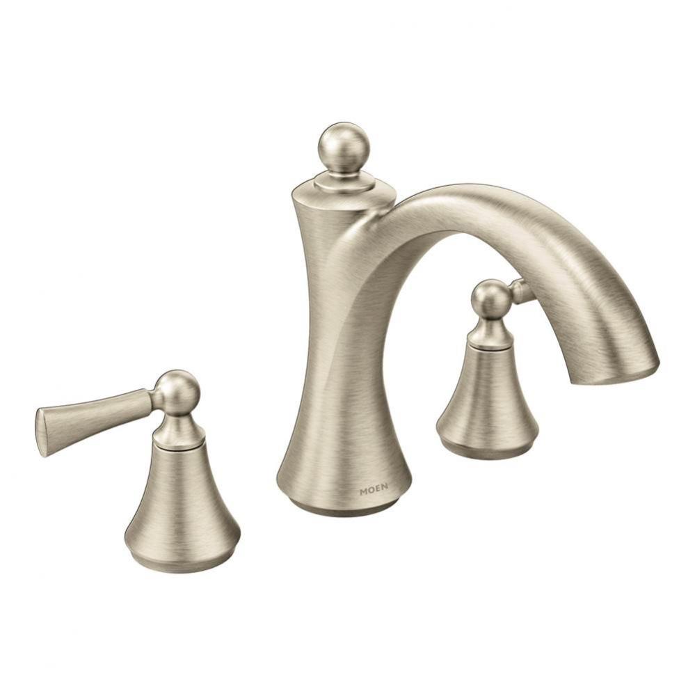 Wynford 2-Handle Deck-Mount High-Arc Roman Tub Faucet with Lever Handles in Brushed Nickel (Valve