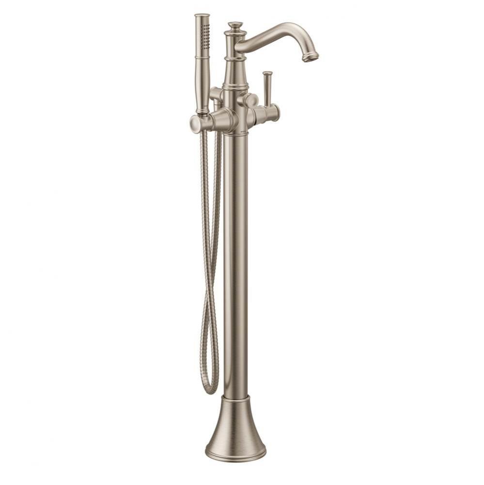 Belfield One-Handle Freestanding Floor Mount Tub Filler with Handshower, Brushed Nickel