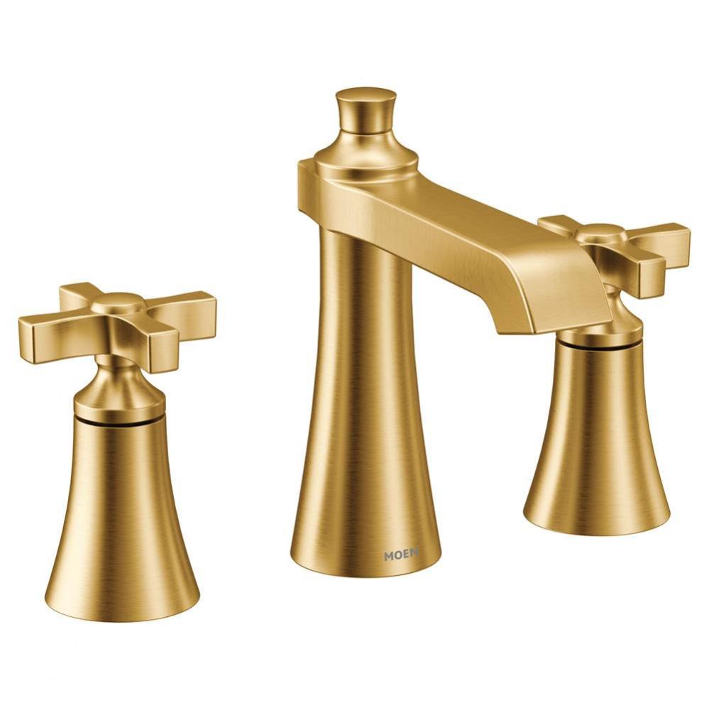 Flara 8 in. Widespread 2-Handle High-Arc Bathroom Faucet Trim Kit in Brushed Gold (Valve Sold Sepa