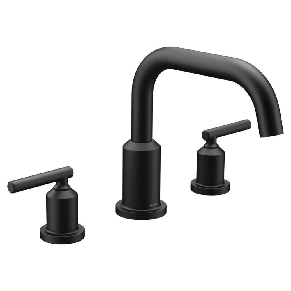 Gibson Two-Handle Deck Mounted Modern Roman Tub Faucet, Valve Required, Matte Black