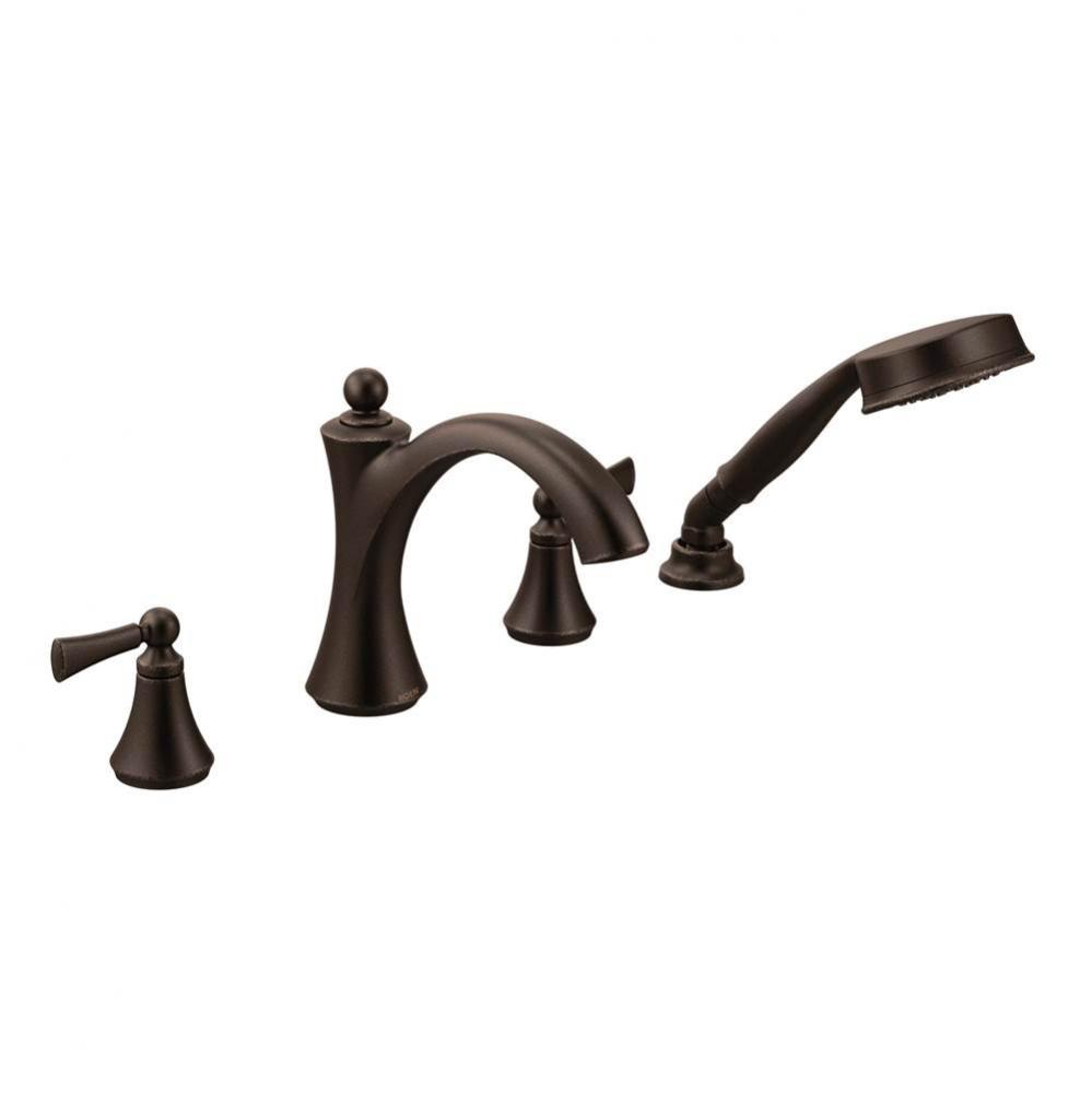 Wynford 2-Handle Deck-Mount Roman Tub Faucet with Handshower in Oil Rubbed Bronze (Valve Sold Sepa