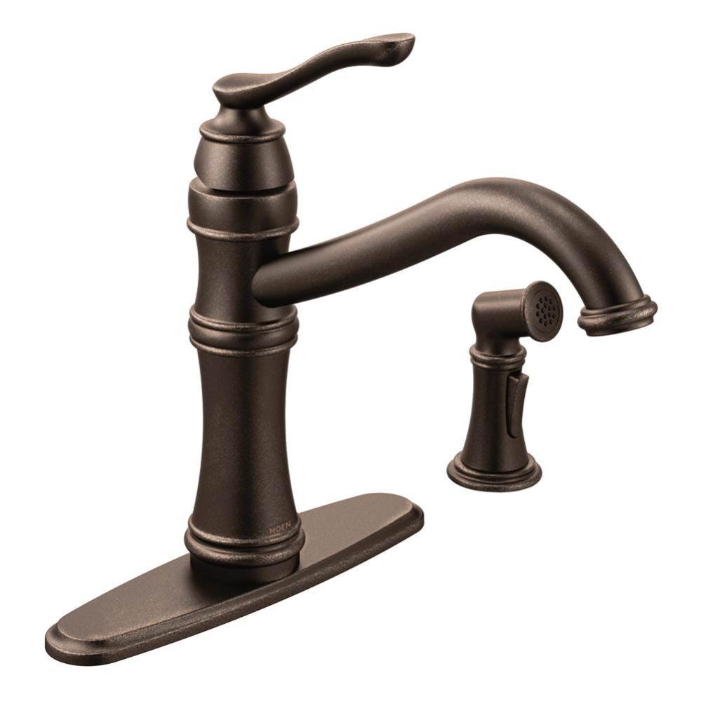 Belfield Traditional One Handle High Arc Kitchen Faucet with Side Spray and Optional Deckplate Inc