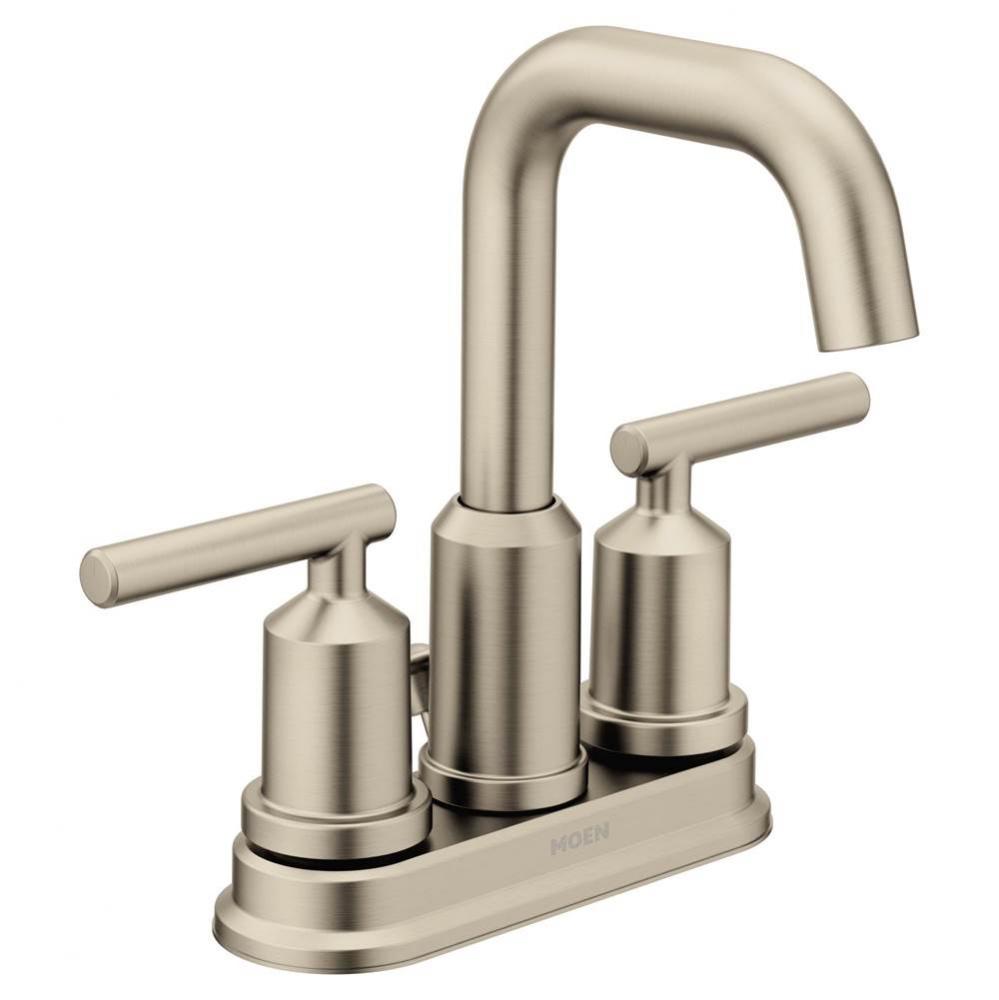 Gibson Two-Handle Centerset High Arc Modern Bathroom Faucet with Drain Assembly, Brushed Nickel