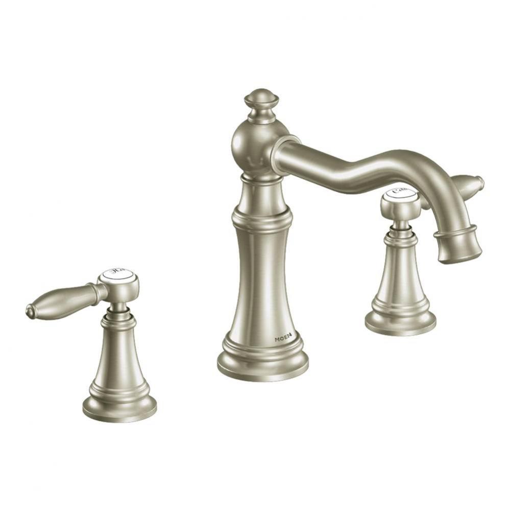 Weymouth 2-Handle Diverter Deck-Mount High-Arc Roman Tub Faucet in Brushed Nickel (Valve Sold Sepa