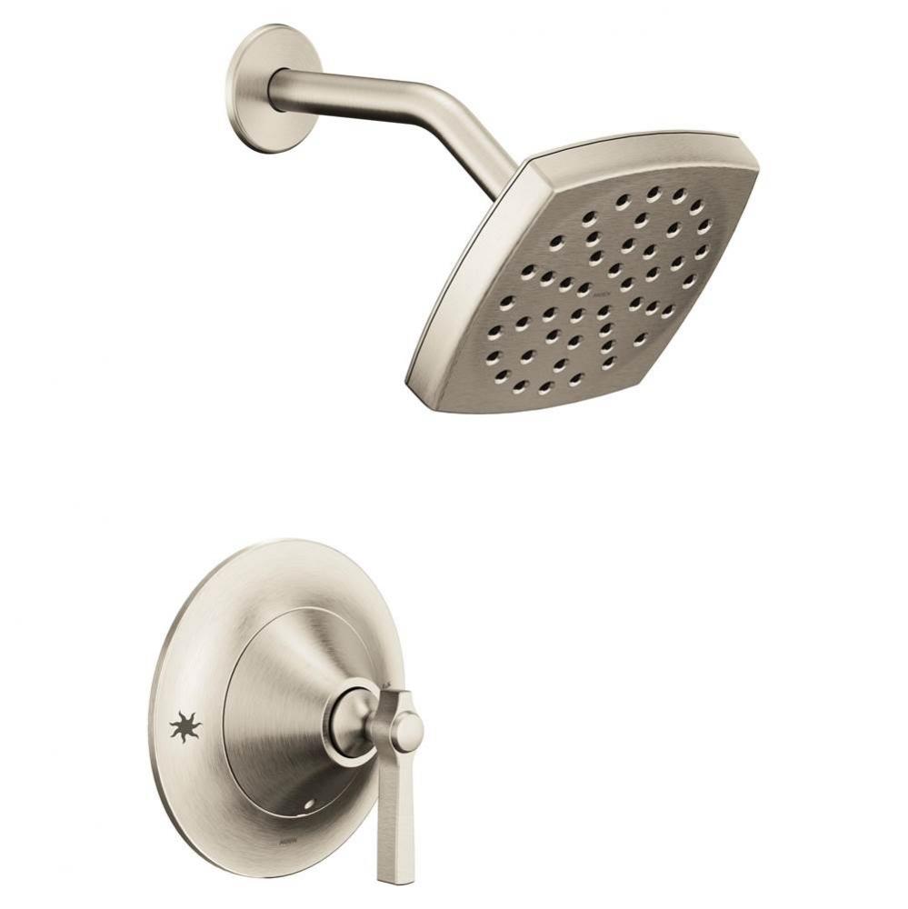 Flara Posi-Temp Rain Shower 1-Handle Shower Only Faucet Trim Kit in Brushed Nickel (Valve Sold Sep