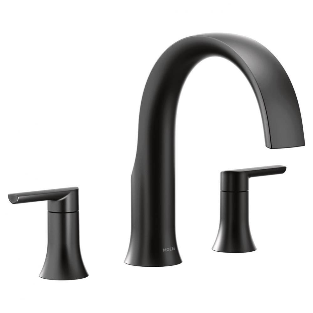 Doux 2-Handle Deck Mount Roman Tub Faucet Trim Kit in Matte Black (Valve Sold Separately)