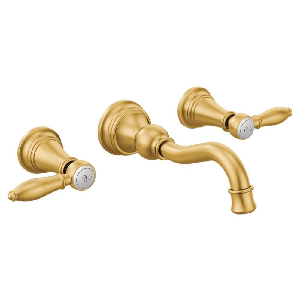 Weymouth Two-Handle Lever Handle Wall Mount Bathroom Faucet Trim, Valve Required, Brushed Gold
