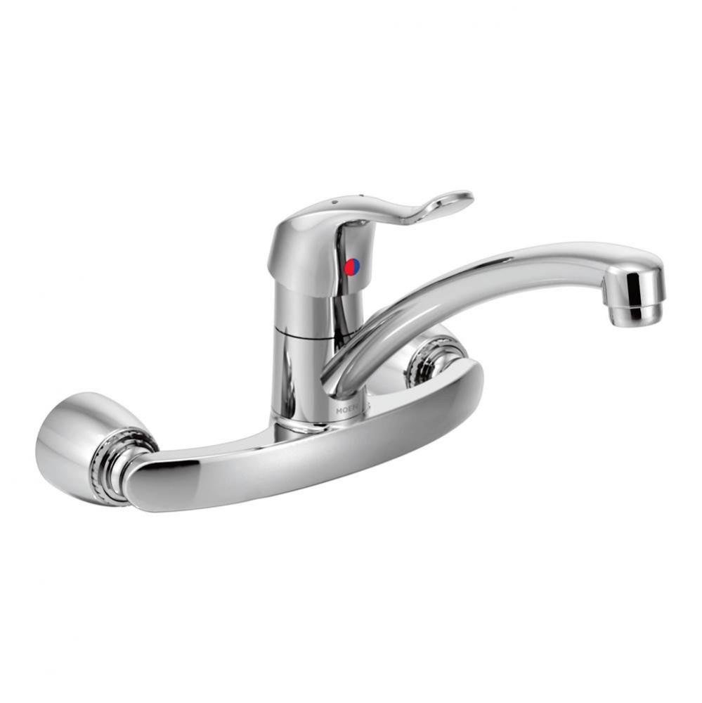 Chrome one-handle kitchen faucet