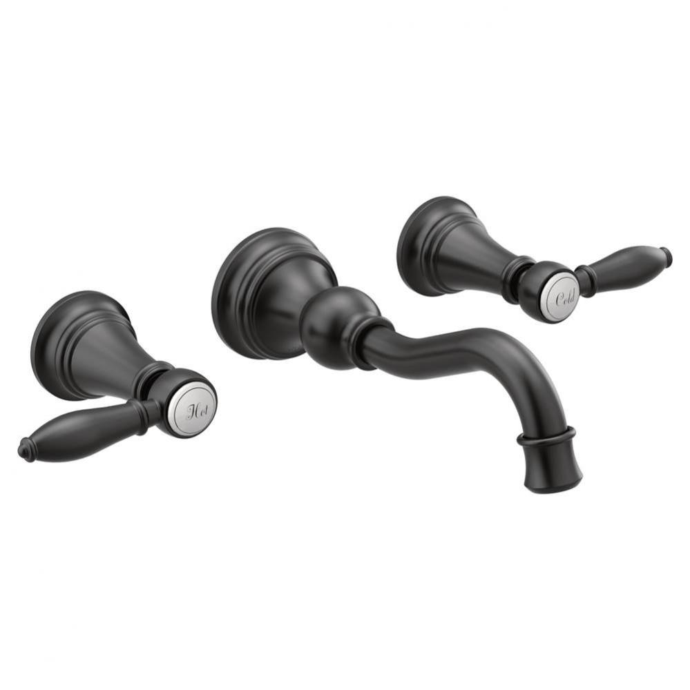Weymouth 2-Handle Wall Mount High Arc Bathroom Faucet in Matte Black (Valve Sold Separately)